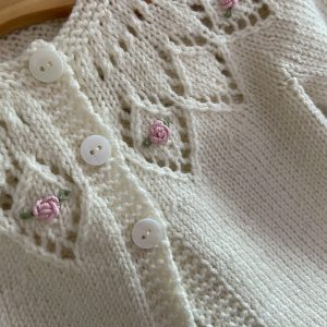 Rosa - Hand Knitted Bonnet, Hat, Booties