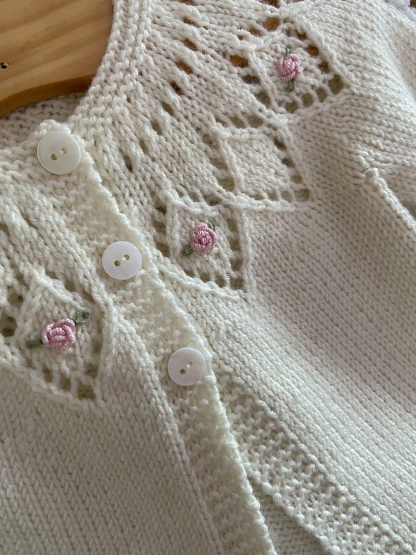 Rosa - Hand Knitted Bonnet, Hat, Booties