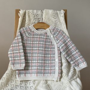 Lily Hand Knitted Plaid Baby Cardigan - Image 2