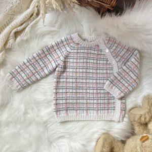 Lily Hand Knitted Plaid Baby Cardigan