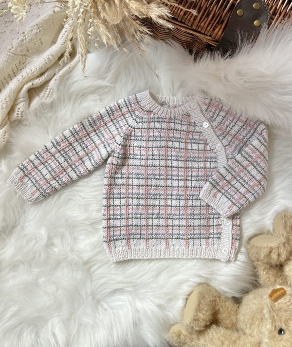 Lily Hand Knitted Plaid Baby Cardigan