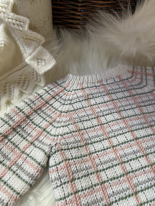 Lily Hand Knitted Plaid Baby Cardigan - Image 3