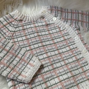 Lily Hand Knitted Plaid Baby Cardigan - Image 4