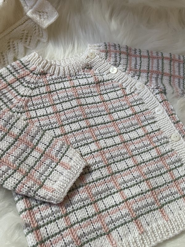 Lily Hand Knitted Plaid Baby Cardigan - Image 4