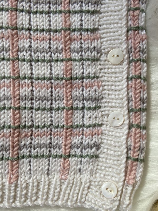 Lily Hand Knitted Plaid Baby Cardigan - Image 5