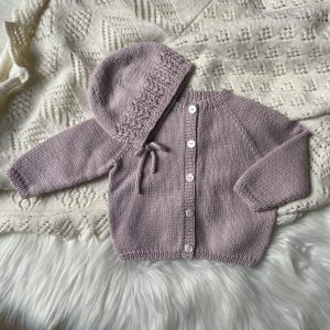 IMG_9091 Plain fine knit cardigan with co-ordinating lace bonnet - 0-3 months