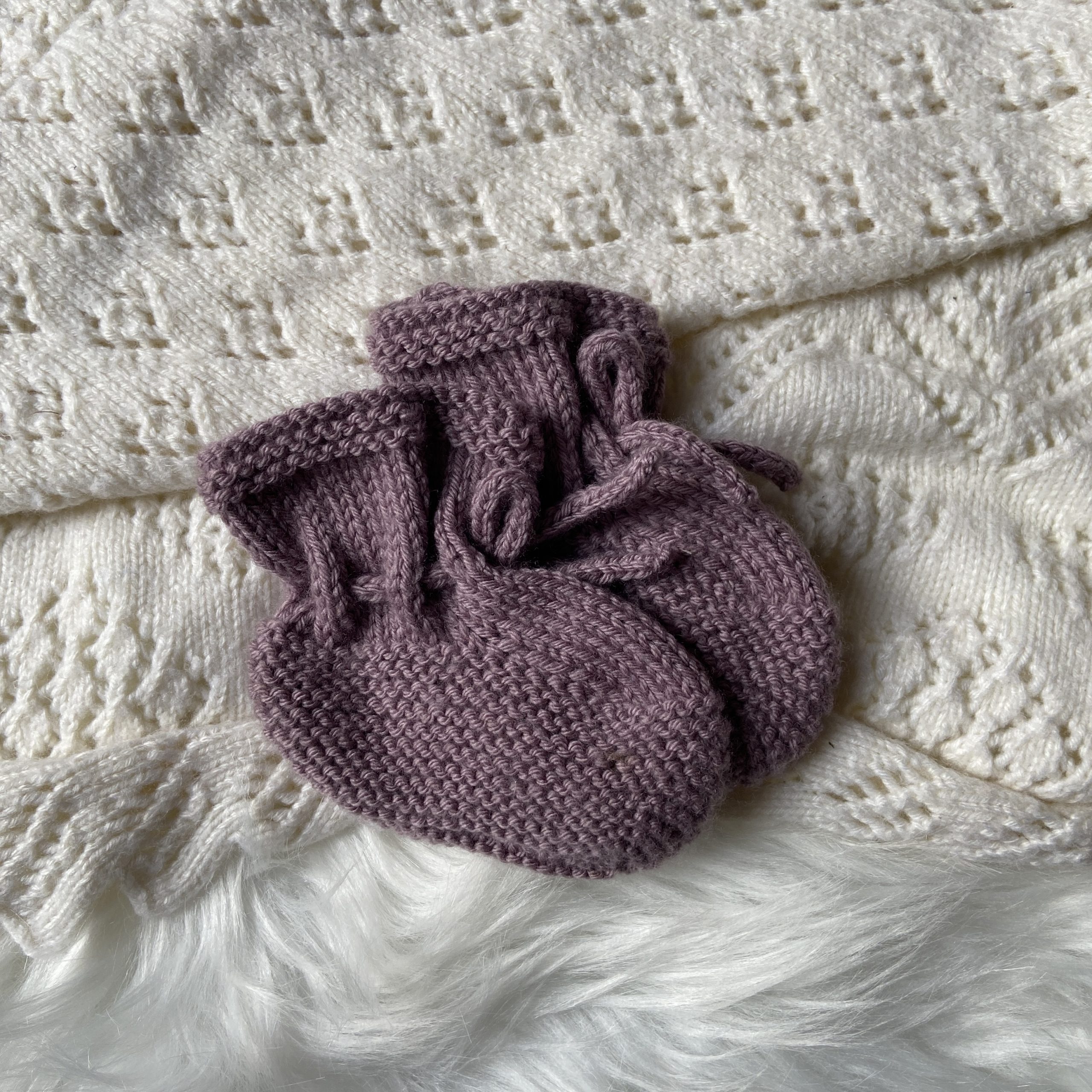 Lavender classic booties - 0-3 months